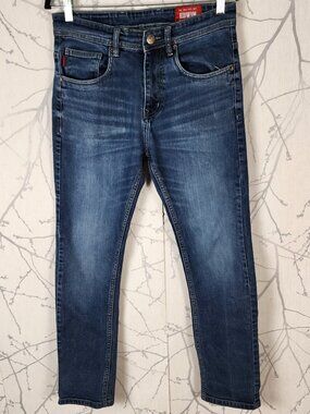 Edwin Dark Wash Stretch Denim Mid Rise Slim Straight Leg Jeans